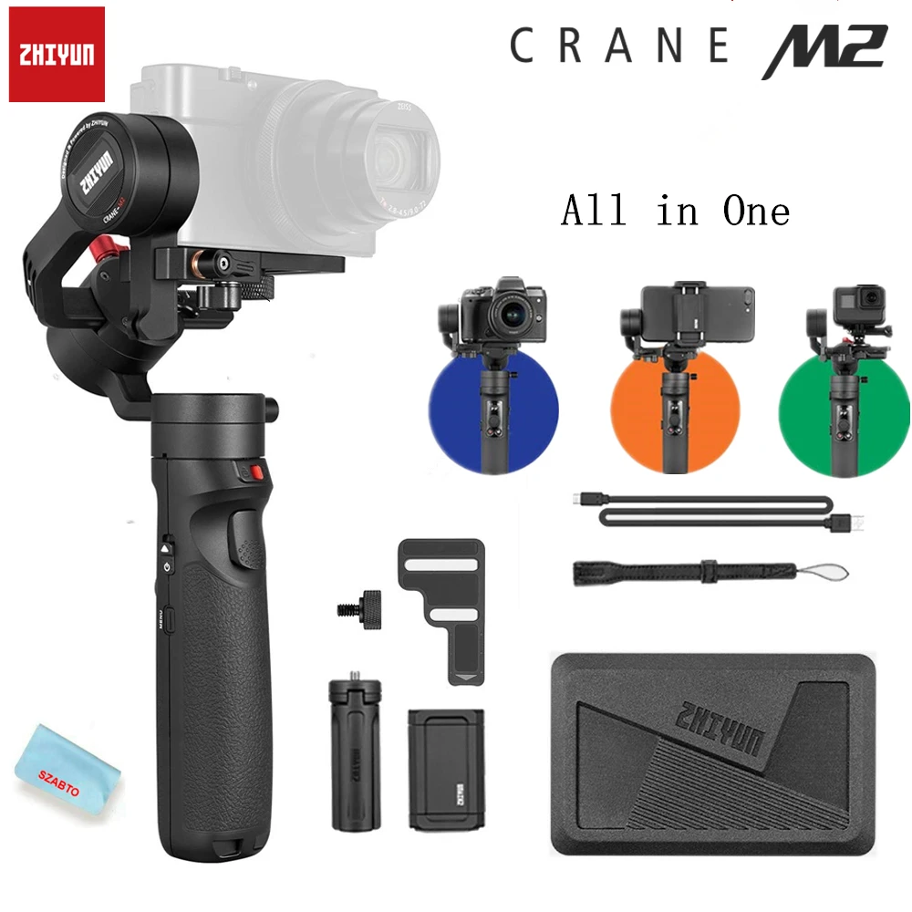 Zhiyun Crane M2 Stabilizer Gimbal 3 Axis Portable All in One for Video Camera SLR Camera, Smartphone, Action Cam, for Sony Nikon
Zhiyun Crane M2 Stabilizer Gimbal 3 Axis Portable All in One for Video Camera SLR Camera, Smartphone, Action Cam, for Sony Nikon