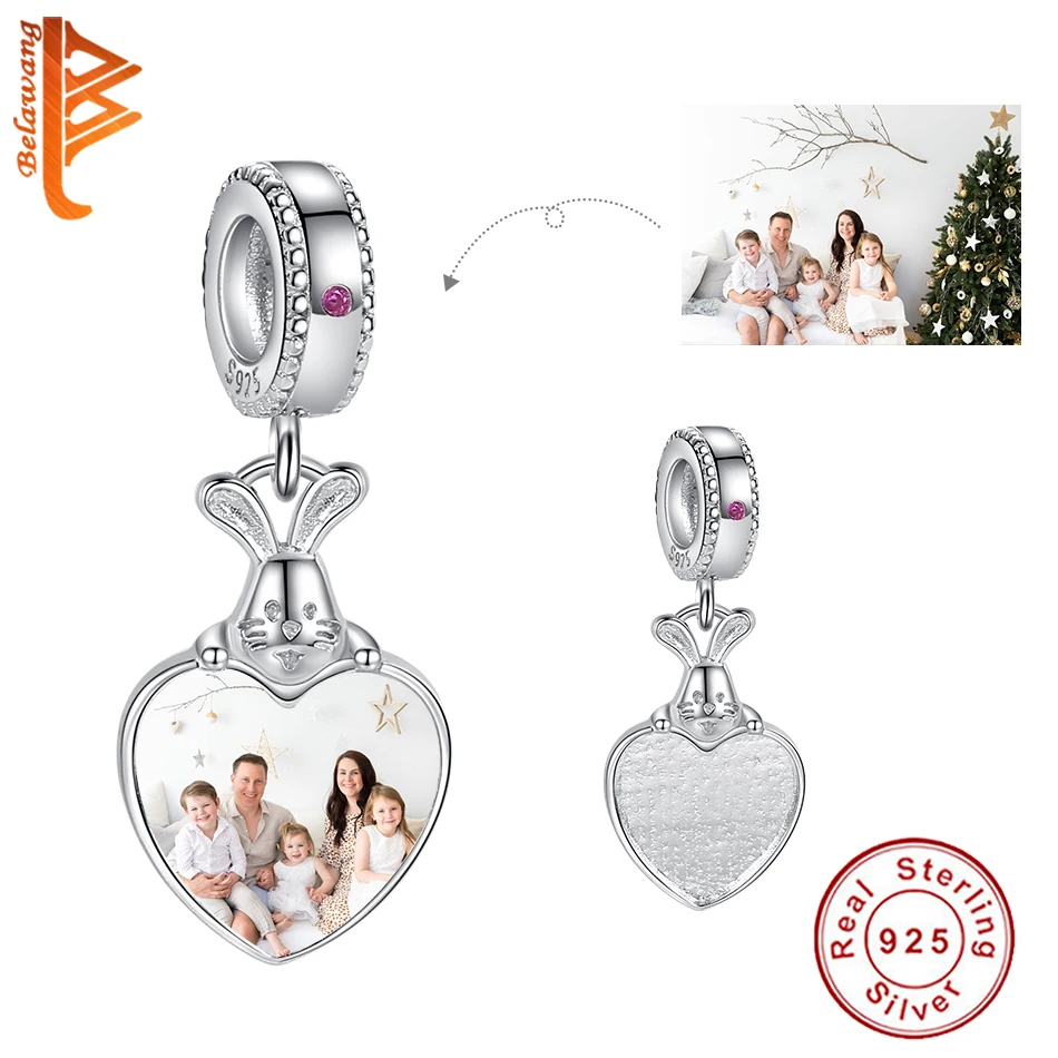 BELAWANG Cute Rabbit DIY Photo Heart Beads 925 Sterling Silver Dangle Charms Fit Bracelets Customized DIY Jewelry Christmas Gift
BELAWANG Cute Rabbit DIY Photo Heart Beads 925 Sterling Silver Dangle Charms Fit Bracelets Customized DIY Jewelry Christmas Gift
