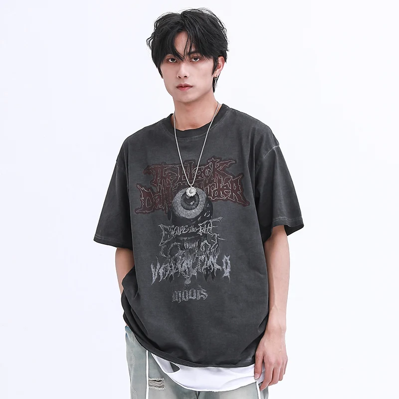 Мужская футболка хип хоп 2020 Dark Streetwear с принтом злой глаз Harajuku летняя коротким