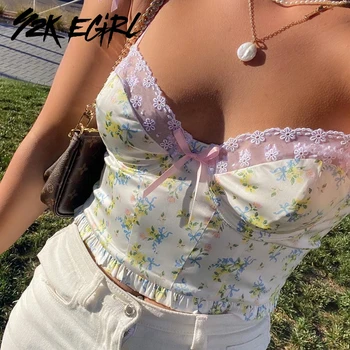 Y2K E-GIRL Sweet Floral Spaghetti Strap Lace Cami Tops Vintage V-neck with Bow Backless Ruffles Hem Crop Tops Fashion Party Tops
Y2K E-GIRL Sweet Floral Spaghetti Strap Lace Cami Tops Vintage V-neck with Bow Backless Ruffles Hem Crop Tops Fashion Party Tops