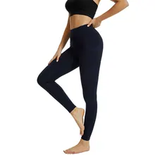 

Dark Ocean Blue Color High Waisted Stretch Women Yoga Pants Leggings Side Pockets Tummy Control Workout GYM