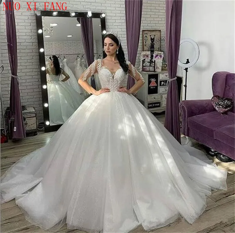 NUOXIFANG Tulle African Sheer Long Sleeve Ball Gown Wedding Dess Princess vestido de noiva Plus Size robe de mariee Bridal Gowns 
NUOXIFANG Tulle African Sheer Long Sleeve Ball Gown Wedding Dess Princess vestido de noiva Plus Size robe de mariee Bridal Gowns