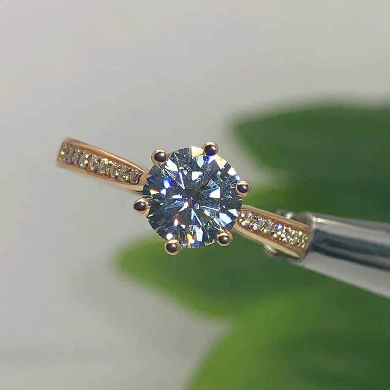 Pure 18K Rose Gold 1ct 2ct 3ct Classic Round Cut Moissanite Ring Diamond ring jewelry Wedding Engagement Ring Classic six claw
Pure 18K Rose Gold 1ct 2ct 3ct Classic Round Cut Moissanite Ring Diamond ring jewelry Wedding Engagement Ring Classic six claw