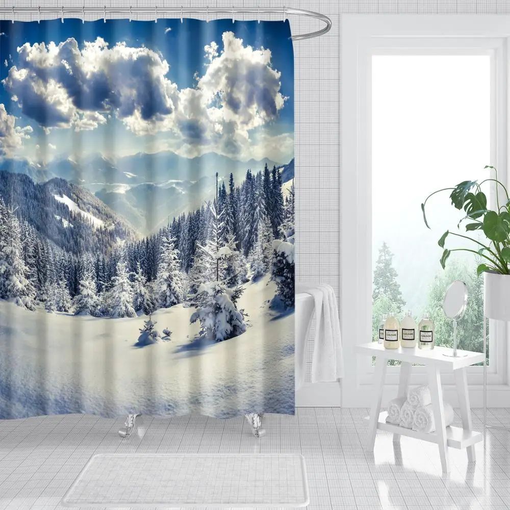 Waterproof Thicken Mountain Forest in the Snow Bathroom Shower Curtain Polyester Mildew Proof Bath Tub Curtain 12 pcs Hooks
Waterproof Thicken Mountain Forest in the Snow Bathroom Shower Curtain Polyester Mildew Proof Bath Tub Curtain 12 pcs Hooks