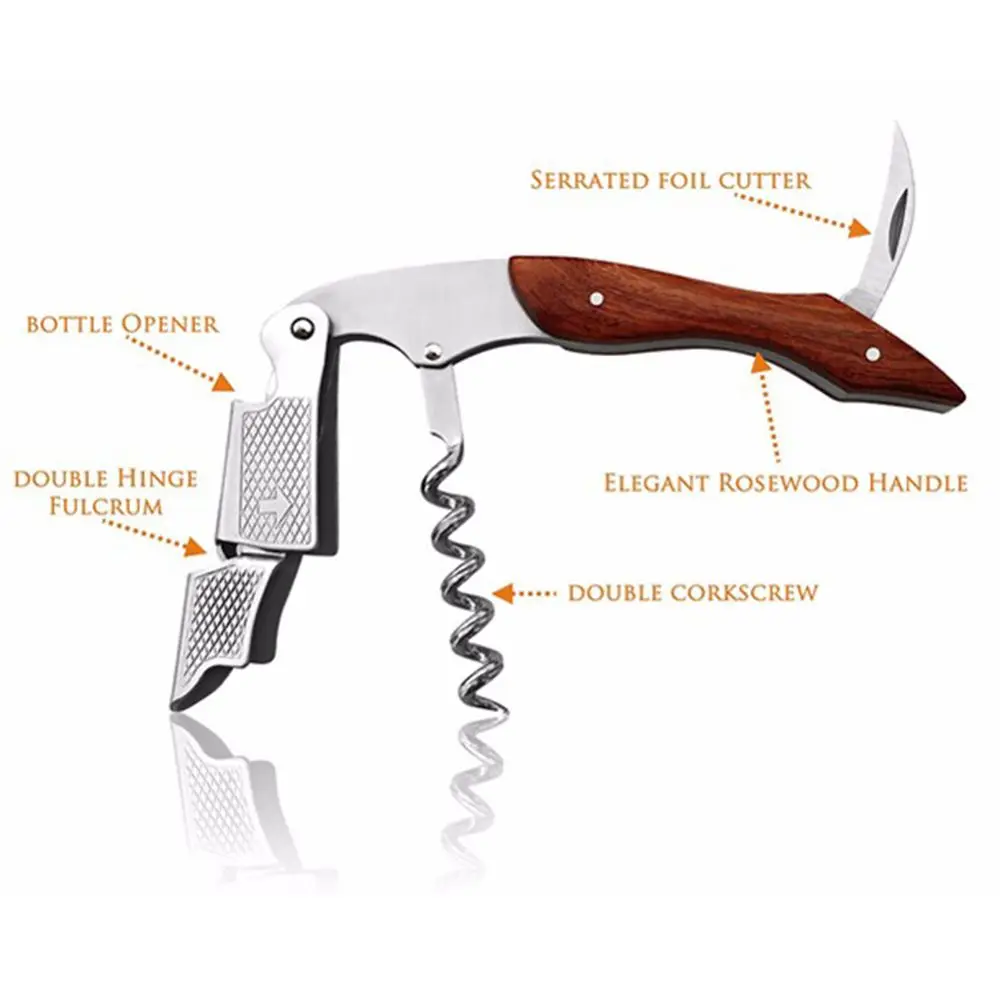 High Quality Wood Handle Professional Wine Opener Multifunction Portable Screw Corkscrew Wine Bottle Opener Cook Tools