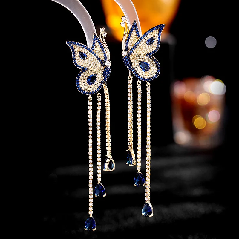 1pair Fully-Jewelled CZ Butterfly Drop Earring Sexy Tassel Long Earrings Fashion Jewelry for Woman Party Accessory
1pair Fully-Jewelled CZ Butterfly Drop Earring Sexy Tassel Long Earrings Fashion Jewelry for Woman Party Accessory