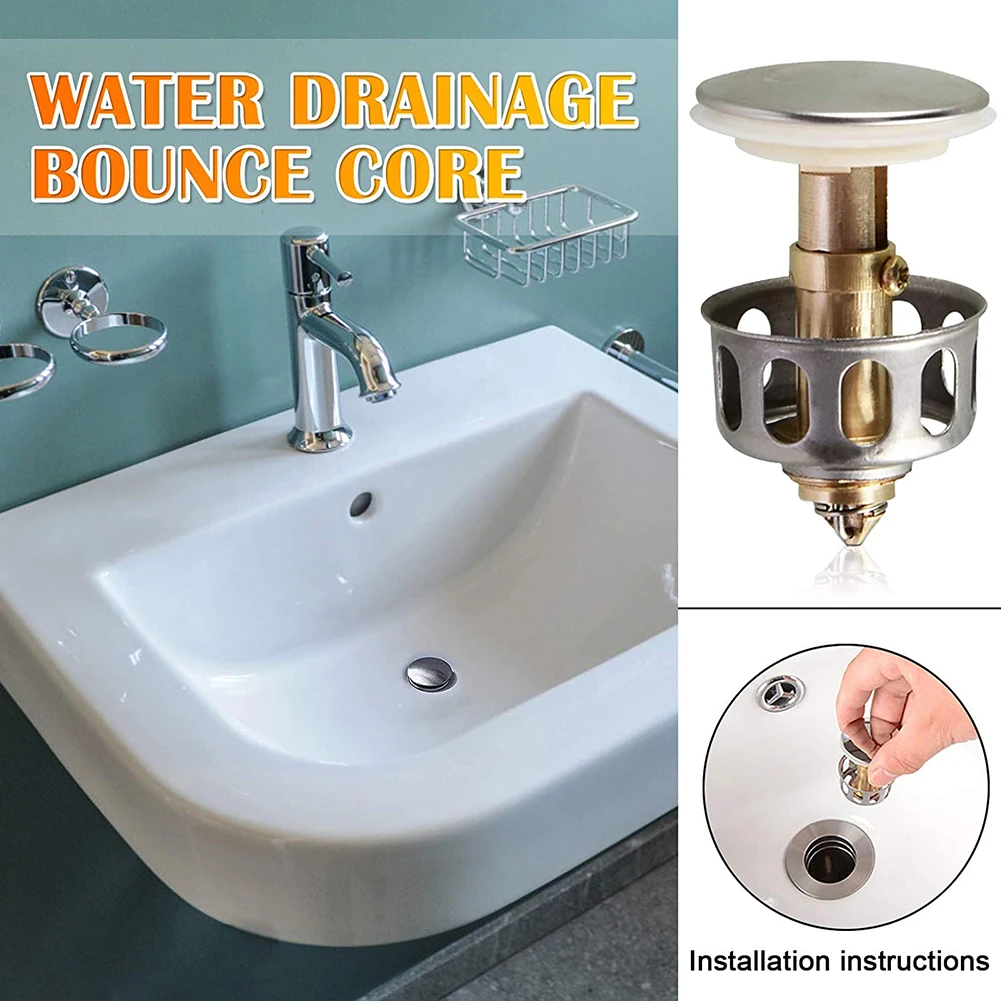 Stainless Steel Push-Type Bounce Core Wash Basin Drain Filter Leaking Plug Kitchen Sink Seal Drainer Kitchen access suit 35mm
Stainless Steel Push-Type Bounce Core Wash Basin Drain Filter Leaking Plug Kitchen Sink Seal Drainer Kitchen access suit 35mm