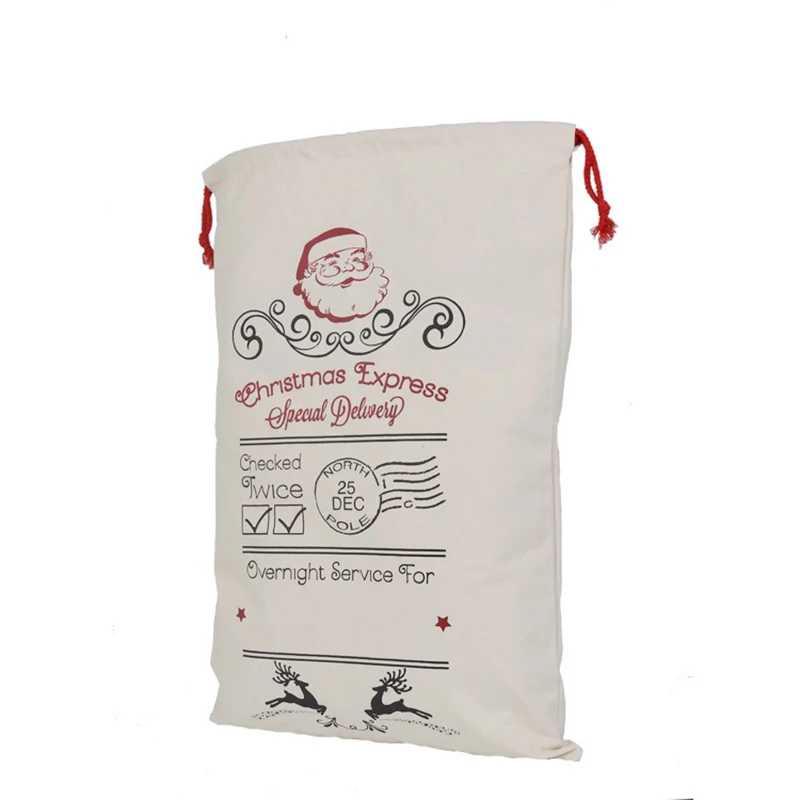 1pc christmas gift santa sacks drawstring canvas santa sack xmas