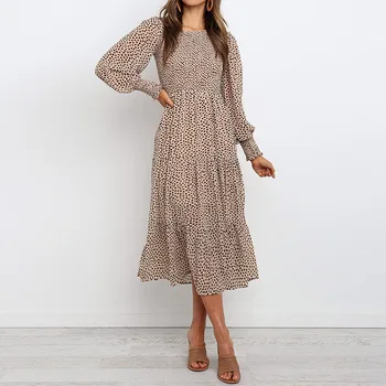 Bikitique Chiffon Print High Waist Dress Round Neck Lantern Long Sleeve Round Dot Ruffle Holiday Party Dress Women Sexy Dress
Bikitique Chiffon Print High Waist Dress Round Neck Lantern Long Sleeve Round Dot Ruffle Holiday Party Dress Women Sexy Dress