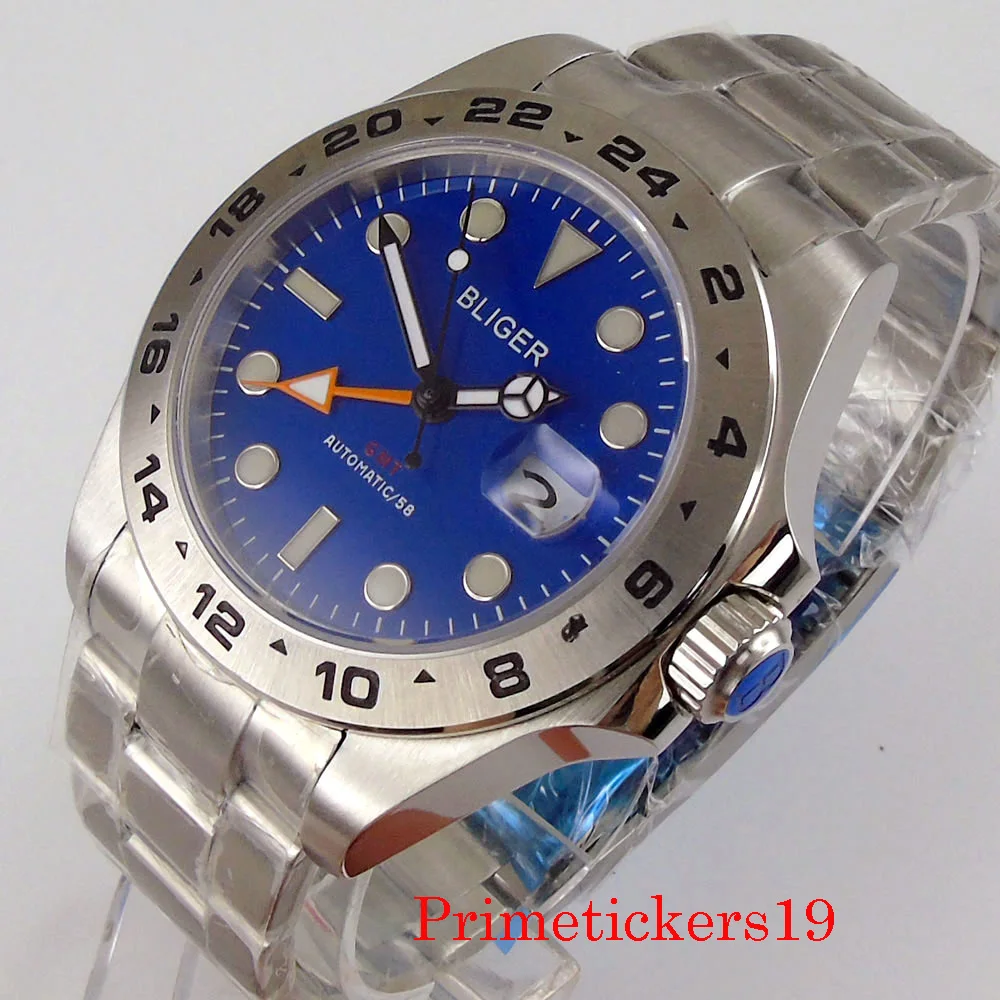 43mm Bliger Blue Dial Automatic Men Wristwatch Sapphire Crystal Calendar GMT Function Silver Color Bezel Insert
43mm Bliger Blue Dial Automatic Men Wristwatch Sapphire Crystal Calendar GMT Function Silver Color Bezel Insert