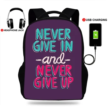 Cool Never Say Never Backpacks School Bags Usb Charging SchoolBags for Boys&girls orthopedic packbag mochila escolar book Bag
Cool Never Say Never Backpacks School Bags Usb Charging SchoolBags for Boys&girls orthopedic packbag mochila escolar book Bag