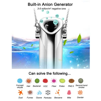 Portable Usb Air Purifier Negative Ion Generator Anion Mini Wearable Air Cleaner Ionizer For PM2.5 Dust Mite Ozone Anti Virus.
Portable Usb Air Purifier Negative Ion Generator Anion Mini Wearable Air Cleaner Ionizer For PM2.5 Dust Mite Ozone Anti Virus.