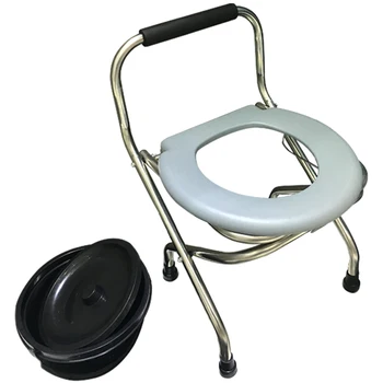 Bedside Commode Chair Heavy-Duty Steel Commode Seat Bedside Potty Chair for Adults Handicap Toilet Seat with Handles