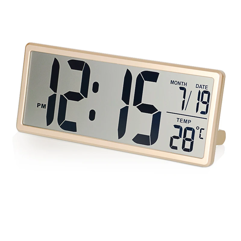 Temperature Date Snooze Alarm Clock Battery Powered Large LCD Screen Digital Wall Clock with Kickout Stand for Desk Display
Temperature Date Snooze Alarm Clock Battery Powered Large LCD Screen Digital Wall Clock with Kickout Stand for Desk Display