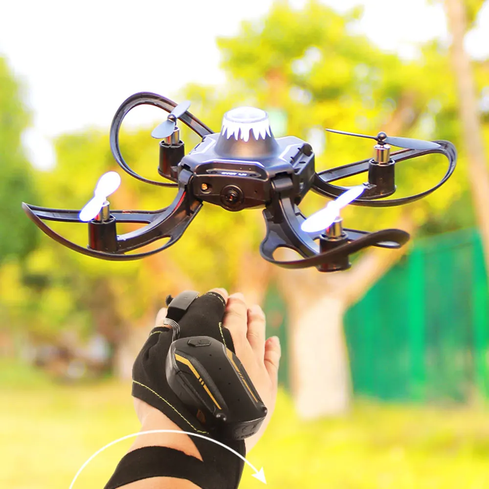 2.4G Glove Control Gesture Sensing Mini Drone Foldable Arm RC Helicopter Aircraft One Key Return Roll Drone for Beginner
2.4G Glove Control Gesture Sensing Mini Drone Foldable Arm RC Helicopter Aircraft One Key Return Roll Drone for Beginner