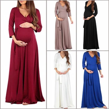 European and American style women's cross deep V-neck belt waist waist seven-quarter sleeves mopping pregnant women long jumpsui
European and American style women's cross deep V-neck belt waist waist seven-quarter sleeves mopping pregnant women long jumpsui