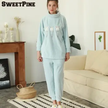 SWEETPINE Women Pyjamas Sets Warm Soft Caroset Flannel Suit Female Cartoon Animal Long Sleeve Sleepwear Nightgown Home Clothes
SWEETPINE Women Pyjamas Sets Warm Soft Caroset Flannel Suit Female Cartoon Animal Long Sleeve Sleepwear Nightgown Home Clothes