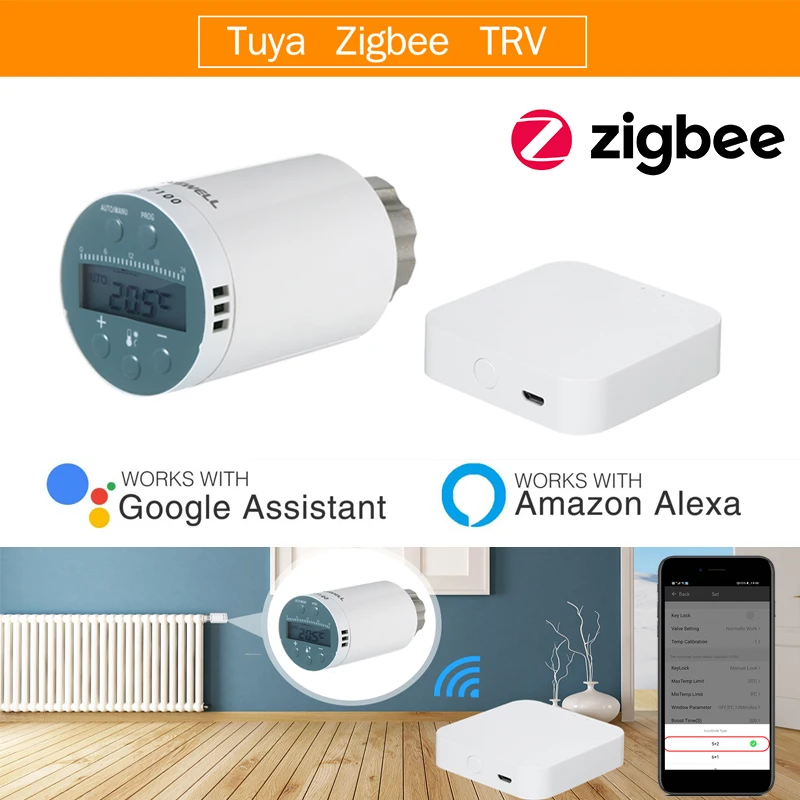 SEA801-ZIGBEE Smart Heating Radiator Thermostat Compatible with Amazon Alexa Google Home Programmable Thermostatic TYGWZW-01N
SEA801-ZIGBEE Smart Heating Radiator Thermostat Compatible with Amazon Alexa Google Home Programmable Thermostatic TYGWZW-01N