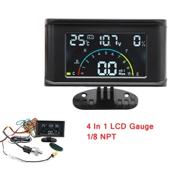 4 In 1 LCD Alarm Gauge Meter with Sensors Volt Gauge Voltage 12V 24V Pressure Gauge for Auto Car Truck Water Temp Gauge 1/8 NPT
4 In 1 LCD Alarm Gauge Meter with Sensors Volt Gauge Voltage 12V 24V Pressure Gauge for Auto Car Truck Water Temp Gauge 1/8 NPT