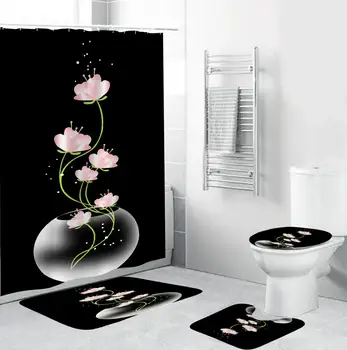 Black Polyester Shower Curtain with Flower Flora Pattern Attractive Bathroom Curtain Set cortina para box de banheiro T139
Black Polyester Shower Curtain with Flower Flora Pattern Attractive Bathroom Curtain Set cortina para box de banheiro T139