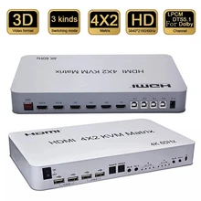 4-port Matrix HDMI KVM Switch 4x2 Splitter 4 Input 2 Monitor Dual Display 4K 60Hz USB 2.0 Keyboard Mouse Control 4 Computer
4-port Matrix HDMI KVM Switch 4x2 Splitter 4 Input 2 Monitor Dual Display 4K 60Hz USB 2.0 Keyboard Mouse Control 4 Computer