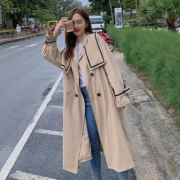 2020 Spring And Autumn New Stitching Long Trench Coat Women Fashion Casual Double-breasted Solid Color CoatKhaki S-XL
2020 Spring And Autumn New Stitching Long Trench Coat Women Fashion Casual Double-breasted Solid Color CoatKhaki S-XL