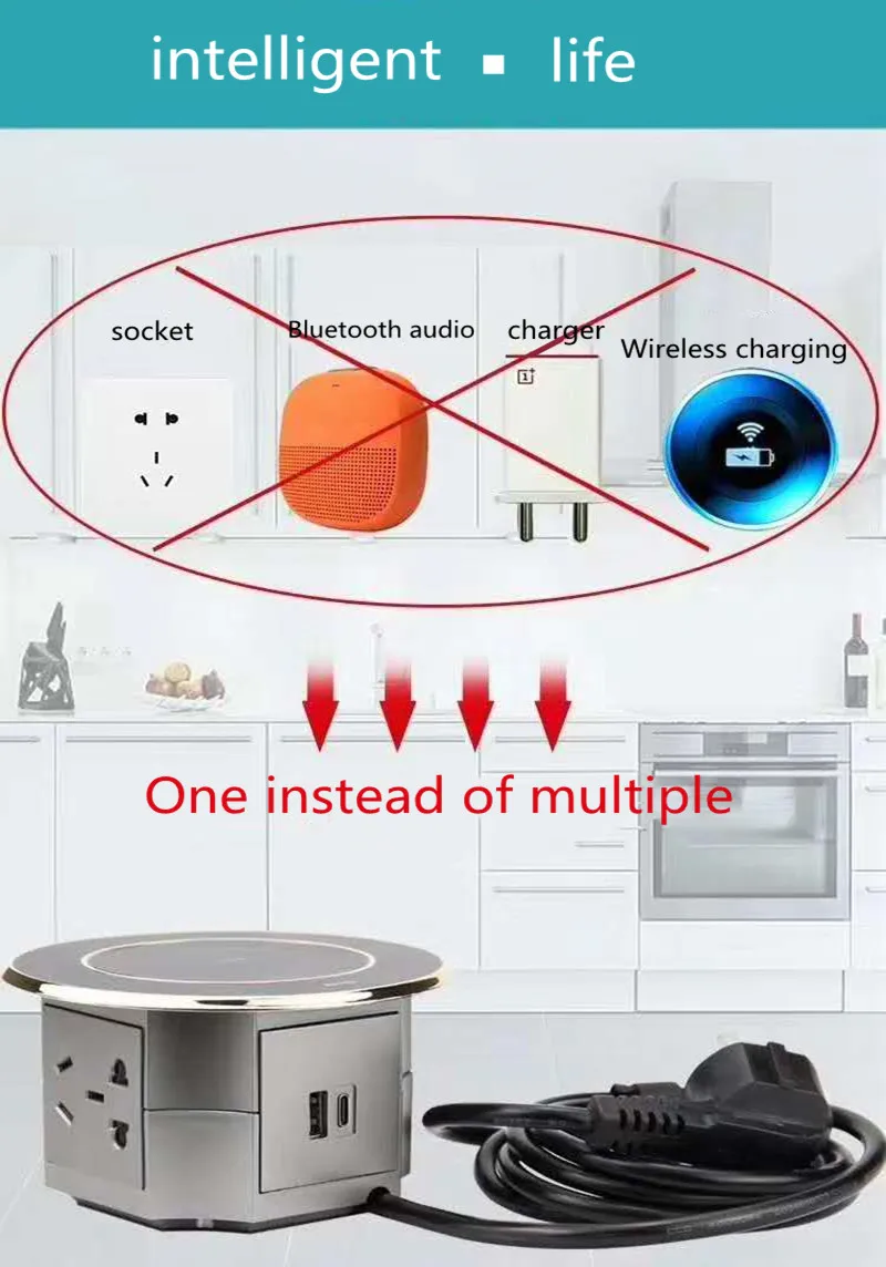 Portable socket kitchen office intelligent multi-function wireless charging row plug desktop
Portable socket kitchen office intelligent multi-function wireless charging row plug desktop