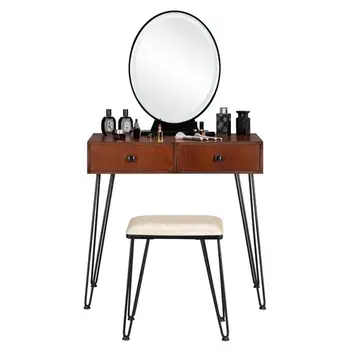 Bedroom Iron Dressing Table Simple Dressing Table Black Iron Foot Brown Desktop With Light Three-Color Adjustable
Bedroom Iron Dressing Table Simple Dressing Table Black Iron Foot Brown Desktop With Light Three-Color Adjustable