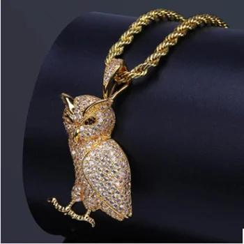 Owl Necklace Brass Golden Ice Out Micro Pillow Cubic Zircon 24 Inch Rope Charm Chain Men
Owl Necklace Brass Golden Ice Out Micro Pillow Cubic Zircon 24 Inch Rope Charm Chain Men