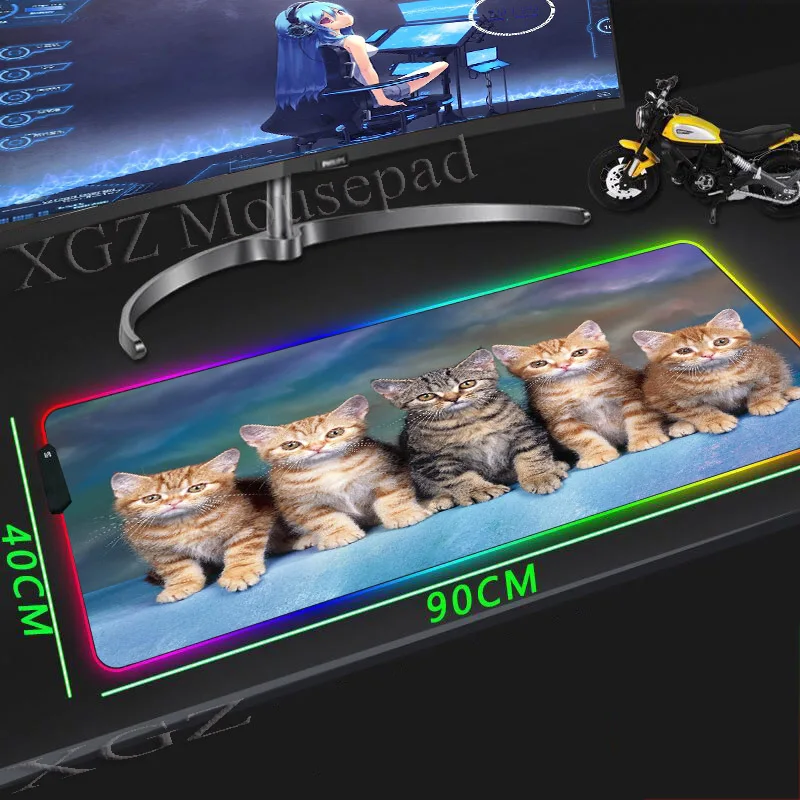 XGZ Customized Large Gaming RGB Mouse Pad Black Lock Edge Animal Persian Cat HD Computer Keyboard Desk Mat Rubber Non-slip Xxl | Компьютеры