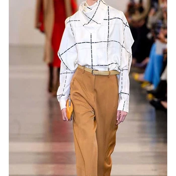 Cosmicchic 2020 Summer Vintage Ladies Silk Blouse Long Sleeve Fashion Design Shoulder Plaid Tops Runway Women Blusas 
Cosmicchic 2020 Summer Vintage Ladies Silk Blouse Long Sleeve Fashion Design Shoulder Plaid Tops Runway Women Blusas