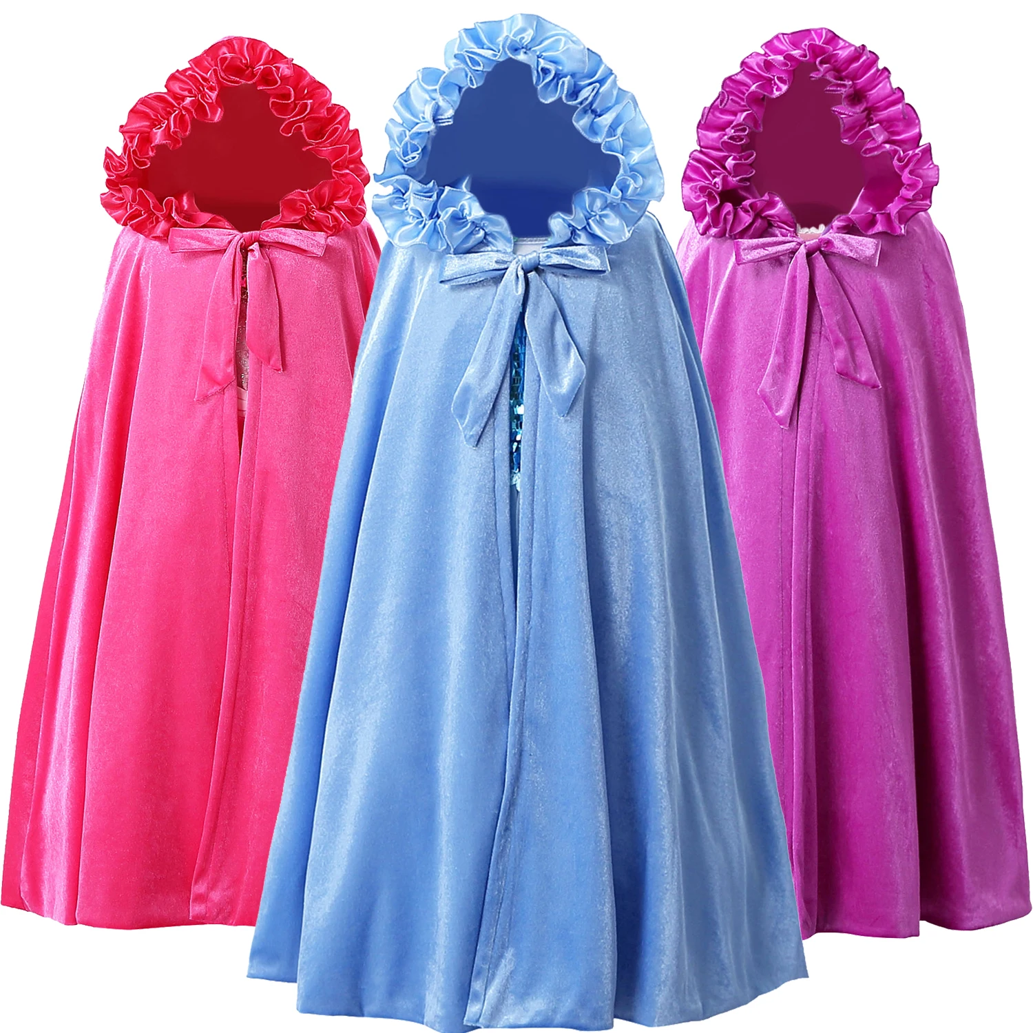 Children Girls Cosplay Velvet Hooded Princess Cloak Floor Length Winter Autumn Fancy Fairy Cape princess Dress Up | Детская одежда и