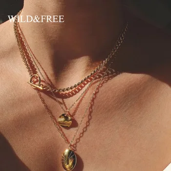 Wild&Free Gold Chunky Chain Necklace For Women Flat Curb Cuban Chain Statement Bar Choker Necklaces Stainless Steel Jewelry 
Wild&Free Gold Chunky Chain Necklace For Women Flat Curb Cuban Chain Statement Bar Choker Necklaces Stainless Steel Jewelry