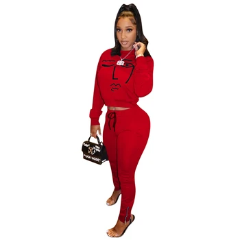 Fashion casual funny pattern solid short top leisure Pant Sets Winter Clothes Women two piece set
Fashion casual funny pattern solid short top leisure Pant Sets Winter Clothes Women two piece set