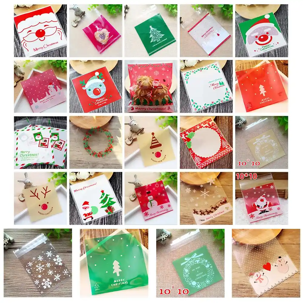 100pcs biscuit bag christmas decoration baking bag biscuit snack