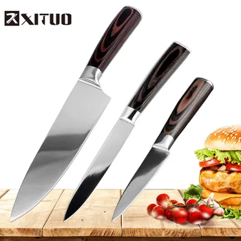 XITUO 3pcs Set Stainless Steel Kitchen Knife Chef Knives Home Cooking Tools Utility Paring Boning Mirror steel Japanese Santoku 
XITUO 3pcs Set Stainless Steel Kitchen Knife Chef Knives Home Cooking Tools Utility Paring Boning Mirror steel Japanese Santoku