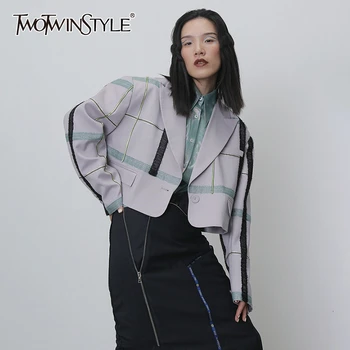 TWOTWINSTYLE Asymmetrical Women's Blazers Notched Collar Long Sleeve Hit Color Short Suits For Female Fashion 2020 Clothing Tide
TWOTWINSTYLE Asymmetrical Women's Blazers Notched Collar Long Sleeve Hit Color Short Suits For Female Fashion 2020 Clothing Tide