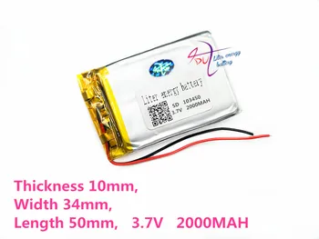 Liter energy battery 3.7V lithium polymer battery small pudding 103450 rechargeable batteries 2000mAh Ma GPS navigator
Liter energy battery 3.7V lithium polymer battery small pudding 103450 rechargeable batteries 2000mAh Ma GPS navigator
