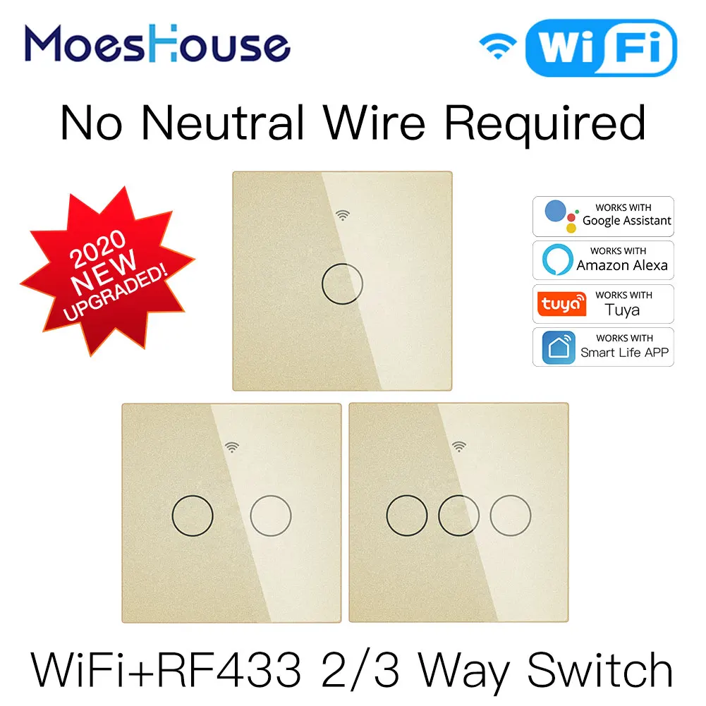 NEW WiFi Smart Light Switch RF433 No Neutral Wire Single Fire Smart Life Tuya App Control Works with Alexa Google Home 220V EU
NEW WiFi Smart Light Switch RF433 No Neutral Wire Single Fire Smart Life Tuya App Control Works with Alexa Google Home 220V EU