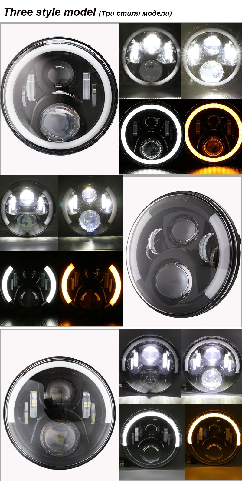 Generic 2pcs 7'' LED DRL Headlight 4x4 7inch Round Halo Headlights For