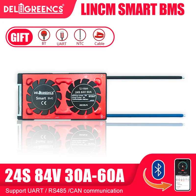 24S Li-Ion Smart BMS 84V 30A 40A 60A 485 UART к USB для литиевых батарей 3 7 V с ЖК-дисплеем питания bluetooth |
