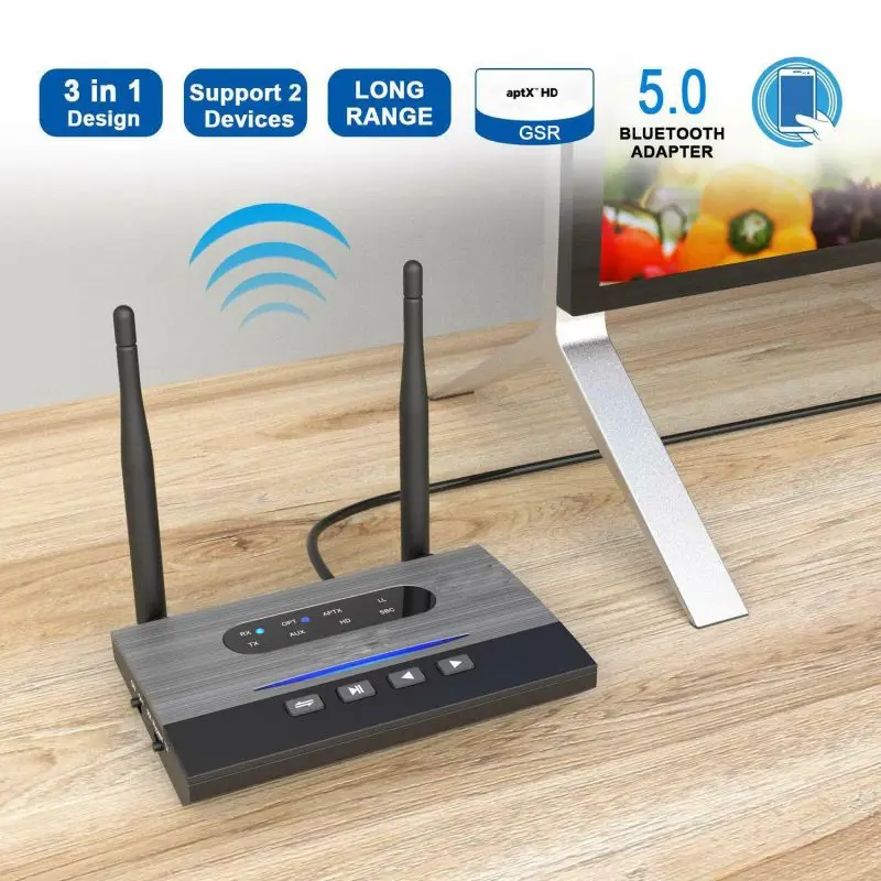 NFC 262ft/80m Long Range Bluetooth 5.0 Transmitter Receiver 3in1 Music Audio Adapter Low Latency aptX HD Spdif RCA AUX 3.5mm
NFC 262ft/80m Long Range Bluetooth 5.0 Transmitter Receiver 3in1 Music Audio Adapter Low Latency aptX HD Spdif RCA AUX 3.5mm