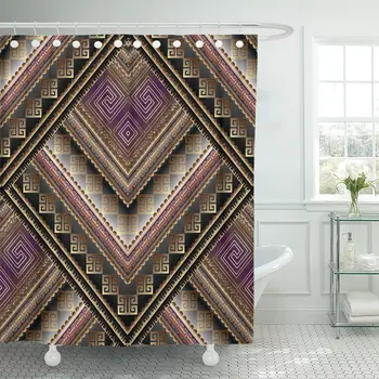 Striped Tiled Greek Key Meanders Geometric Ornate Pattern Ethnic Shower Curtain Waterproof Polyester Fabric 60 x 72 Inches Set
Striped Tiled Greek Key Meanders Geometric Ornate Pattern Ethnic Shower Curtain Waterproof Polyester Fabric 60 x 72 Inches Set