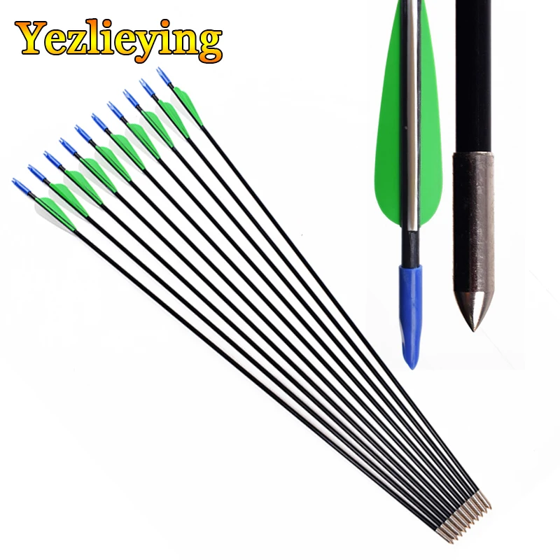 Archery Bow Fiberglass Arrow 30" 6mm Traditional Archery Competed with Green white Plastic Feathers for Compound & Recurve bow
Archery Bow Fiberglass Arrow 30" 6mm Traditional Archery Competed with Green white Plastic Feathers for Compound & Recurve bow
