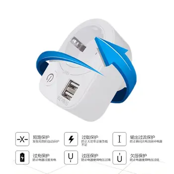 5V 2.1A Dual USB Intelligent Charger Adapter Plug Socket 180 Degree Rotating Charging Power Switch Outlet Multifunction Home Tra
5V 2.1A Dual USB Intelligent Charger Adapter Plug Socket 180 Degree Rotating Charging Power Switch Outlet Multifunction Home Tra