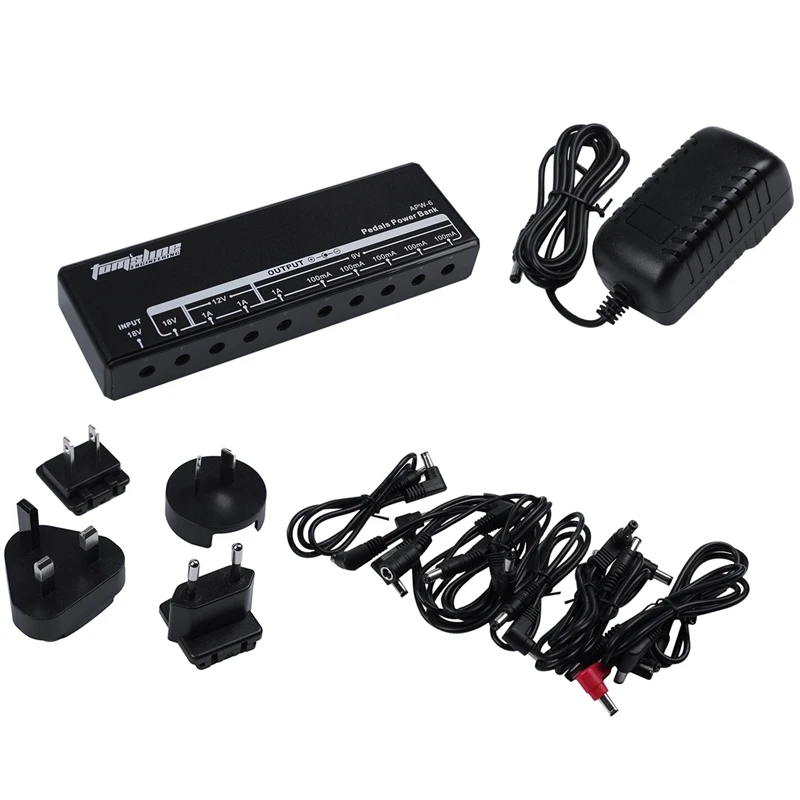 AROMA APW-6 Guitar Effect Pedals Board Power Supply 9 Isolated Outputs 9V/12V/18V 7 Cables 1 Reverse Polarity 1 Daisy Voltage Pr
AROMA APW-6 Guitar Effect Pedals Board Power Supply 9 Isolated Outputs 9V/12V/18V 7 Cables 1 Reverse Polarity 1 Daisy Voltage Pr