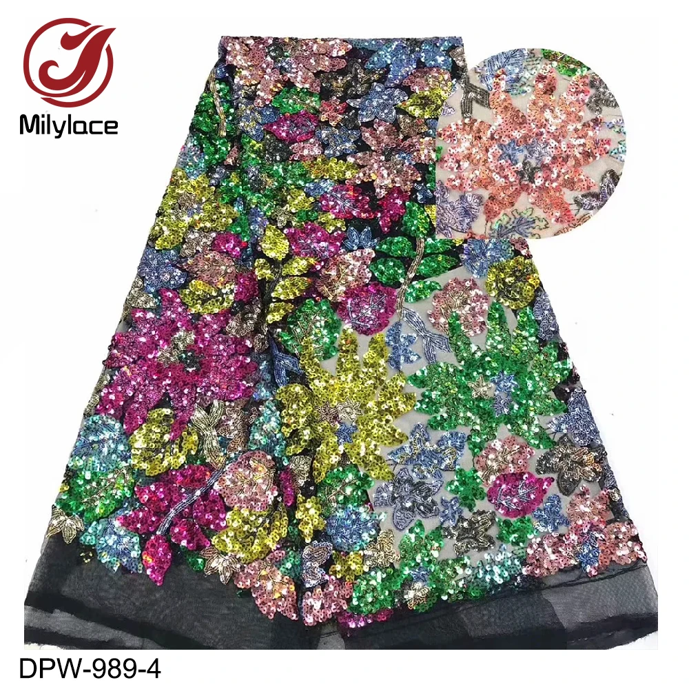 Milylace 2019 latest Nigerian lace fabric high quality colorful sequins tulle lace fabric 5 yards for party dresses DPW-989
Milylace 2019 latest Nigerian lace fabric high quality colorful sequins tulle lace fabric 5 yards for party dresses DPW-989