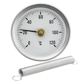 Clip-on Pipe Dial Thermometer Temperature Temp Testing Gauge With Spring 63mm 0-120 Centigrade Bimetal Surface Pipe Thermometer
Clip-on Pipe Dial Thermometer Temperature Temp Testing Gauge With Spring 63mm 0-120 Centigrade Bimetal Surface Pipe Thermometer