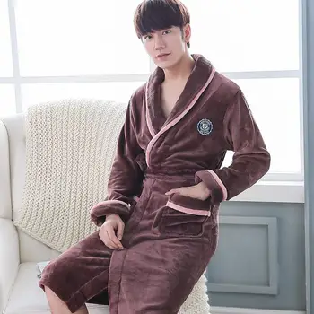 Men Casual Kimono Bathrobe Autumn Winter Flannel Long Robe Thick Warm Sleepwear Plus Size 3XL Nightgown Women Casual Home Wear
Men Casual Kimono Bathrobe Autumn Winter Flannel Long Robe Thick Warm Sleepwear Plus Size 3XL Nightgown Women Casual Home Wear