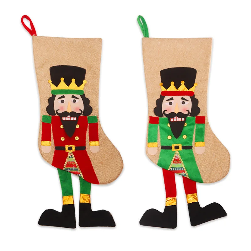 

Navidad Wool Christmas Stockings Natal Hand Making Carton Walnut Soldier Crafts Children Candy Gift Bag